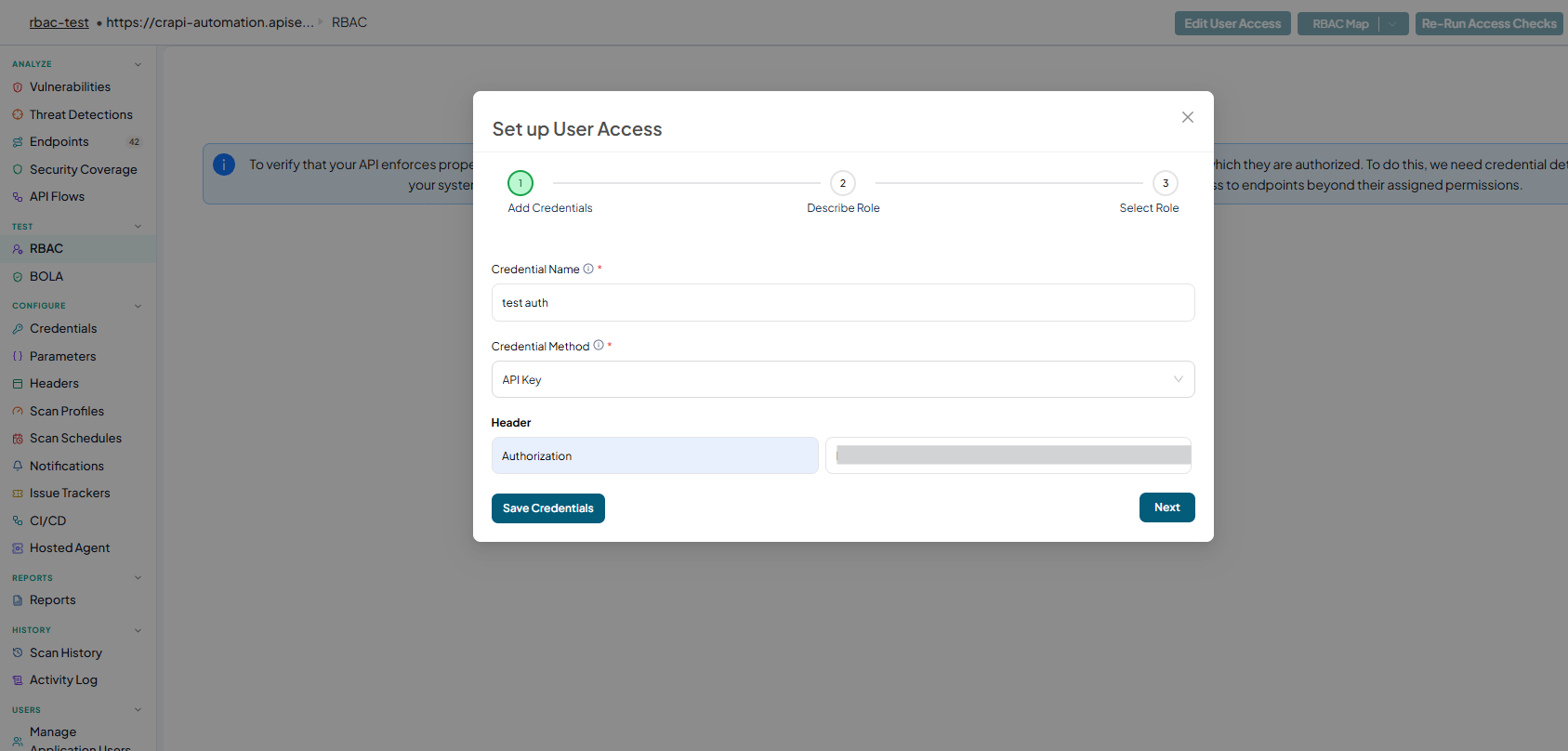 Click Add Authentication