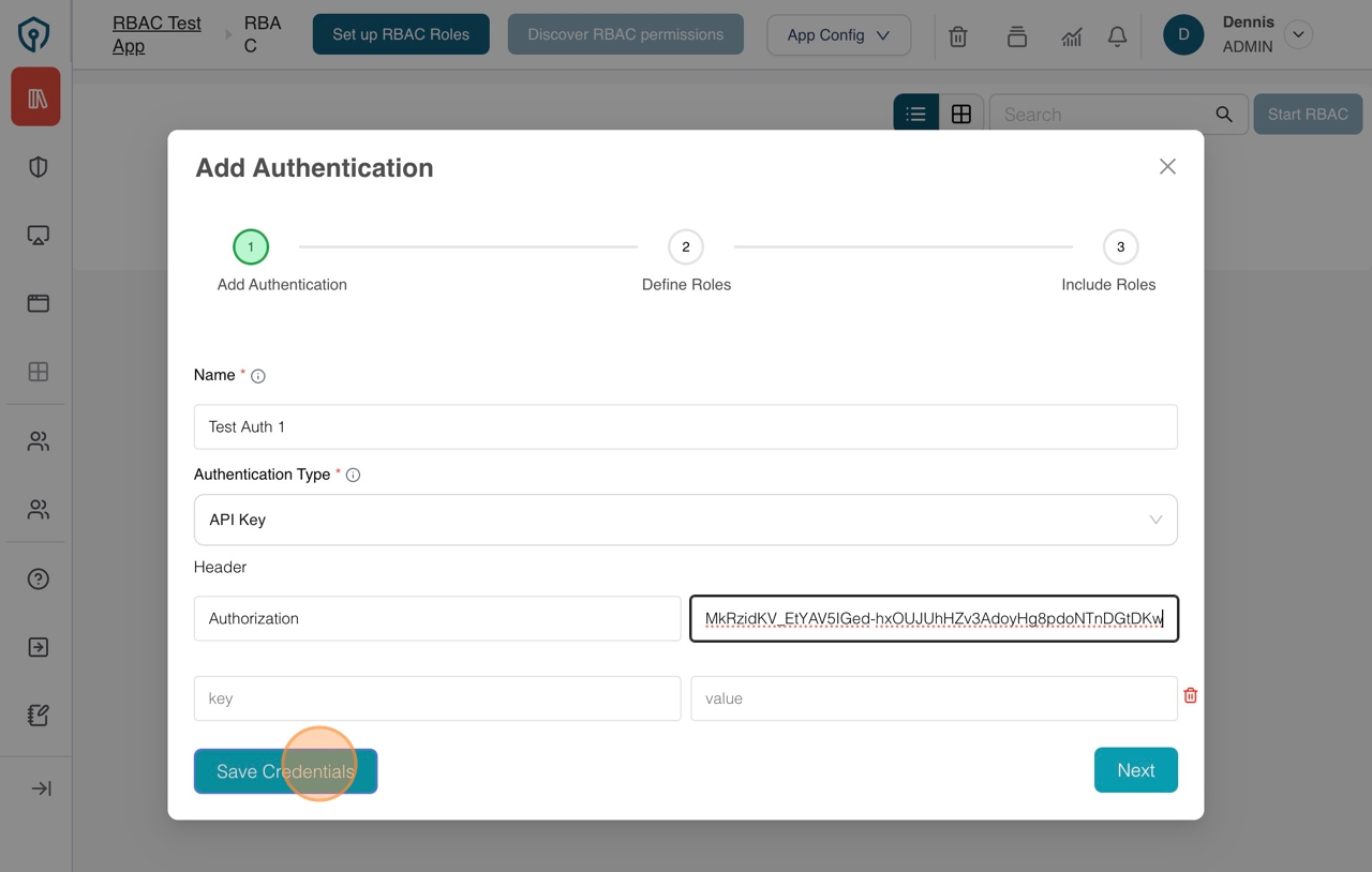 Click Save Authentication