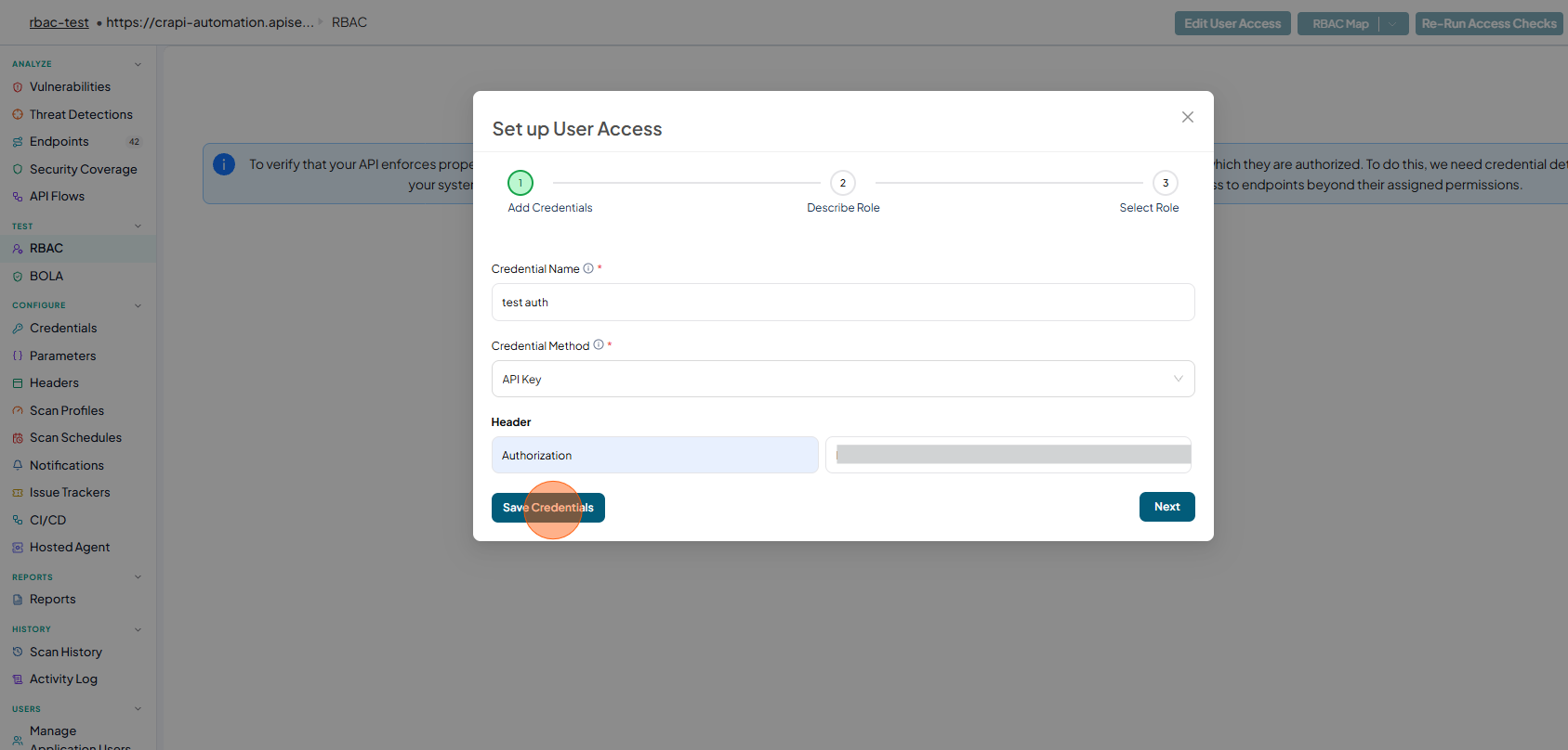 Click Save Authentication