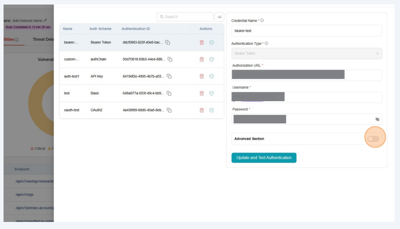Click toggle Bearer Token