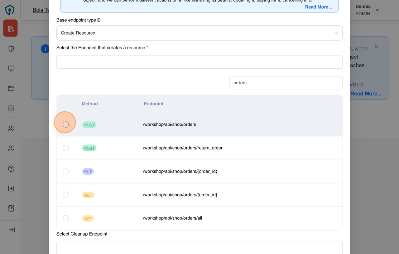 select base endpoint
