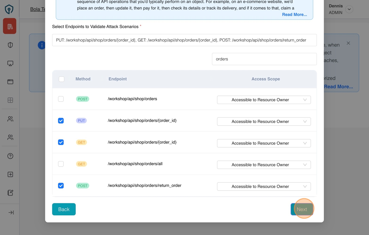 select validation endpoints