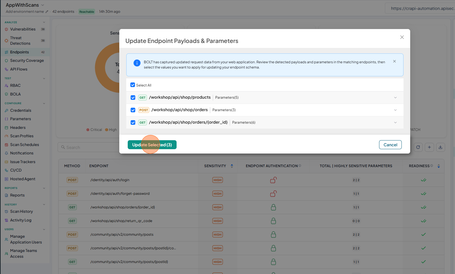 Browser Bolt Update Selected