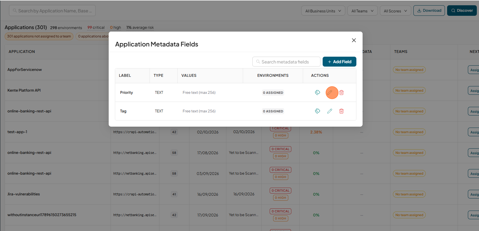 Manage fields