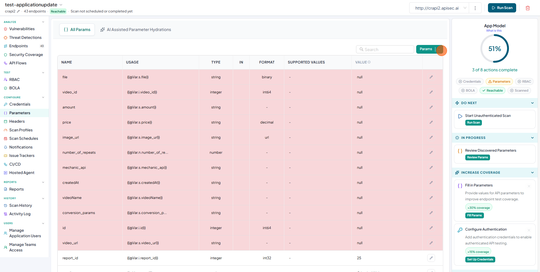 Parameter configuration