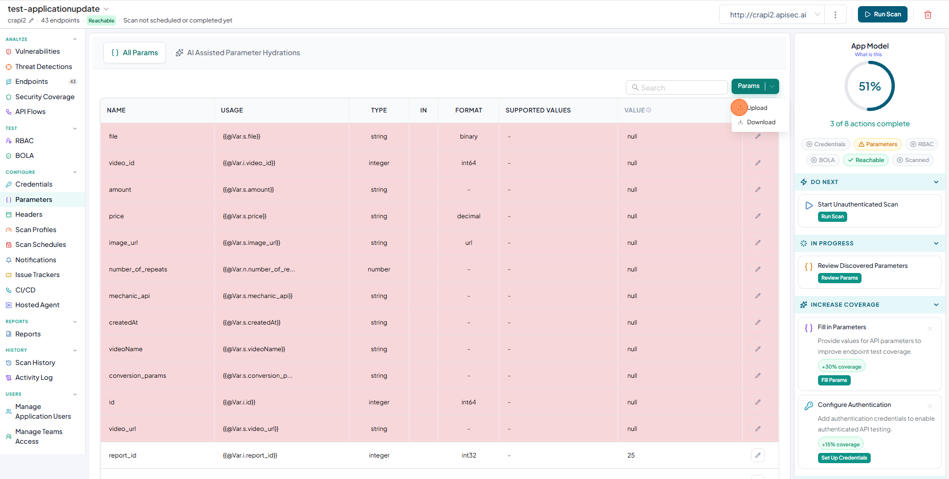 Parameter configuration