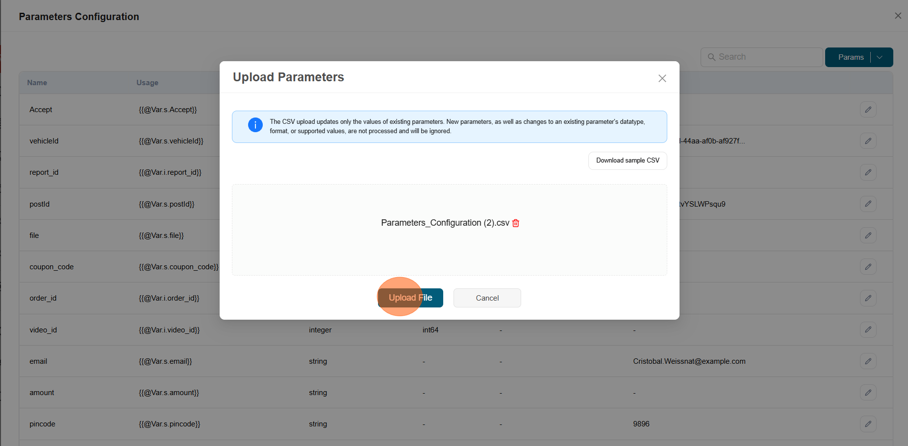Parameter configuration