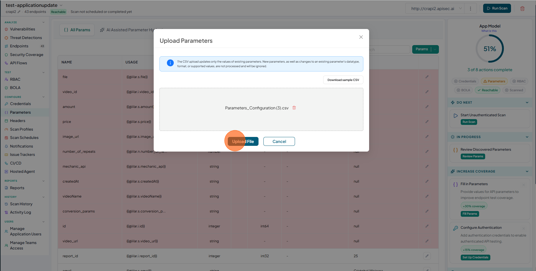 Parameter configuration
