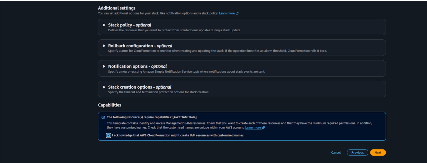 CRA Additional Settings