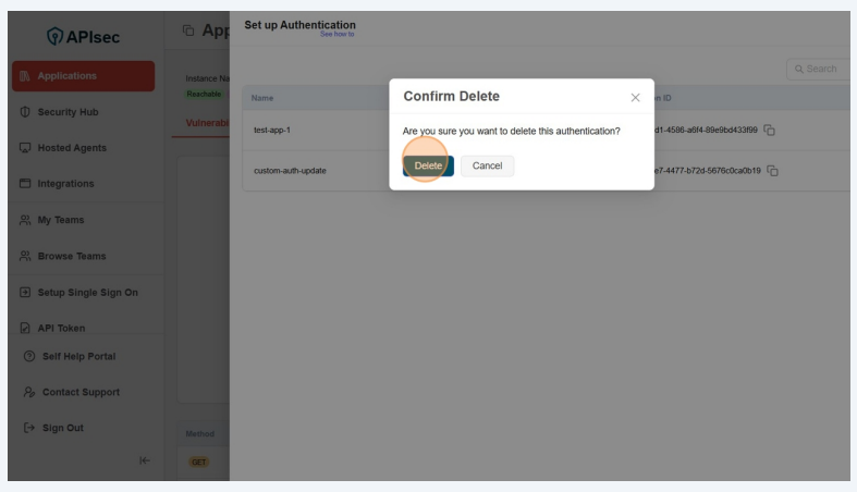 Click on menu item - Auth Config