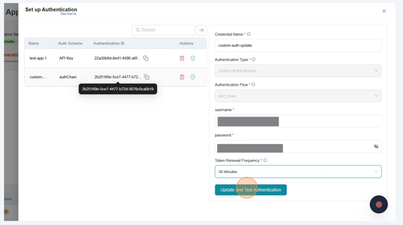 Click on menu item - Auth Config