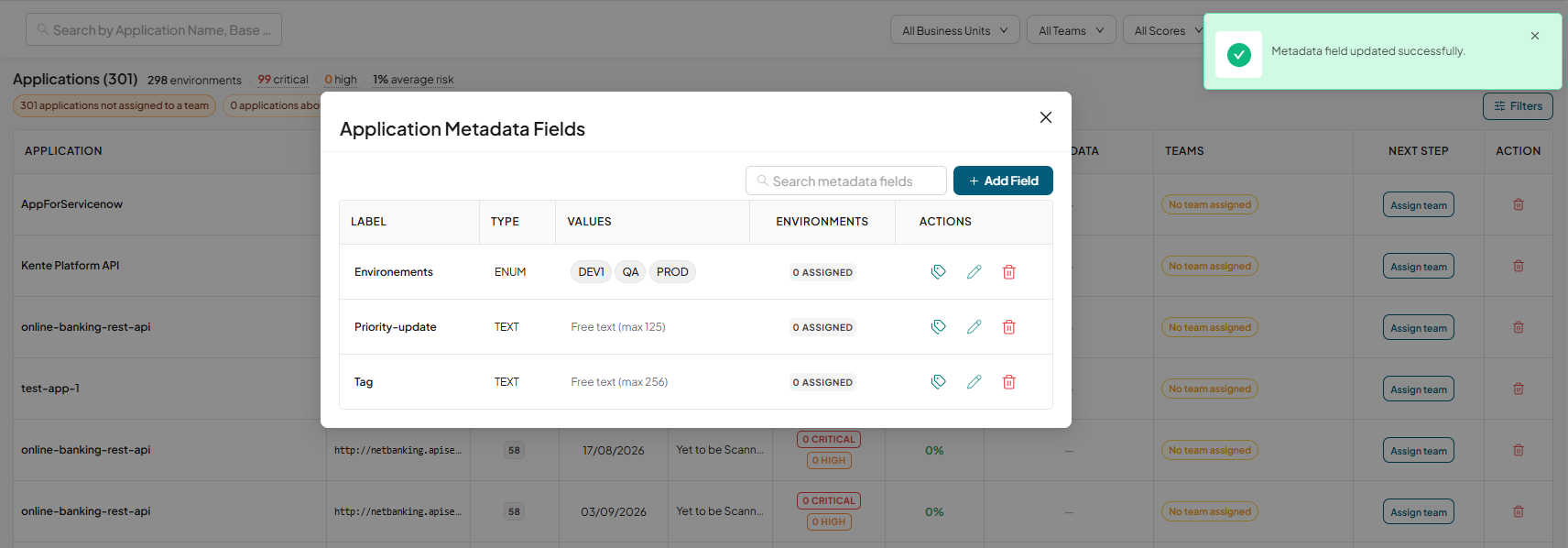 Manage fields