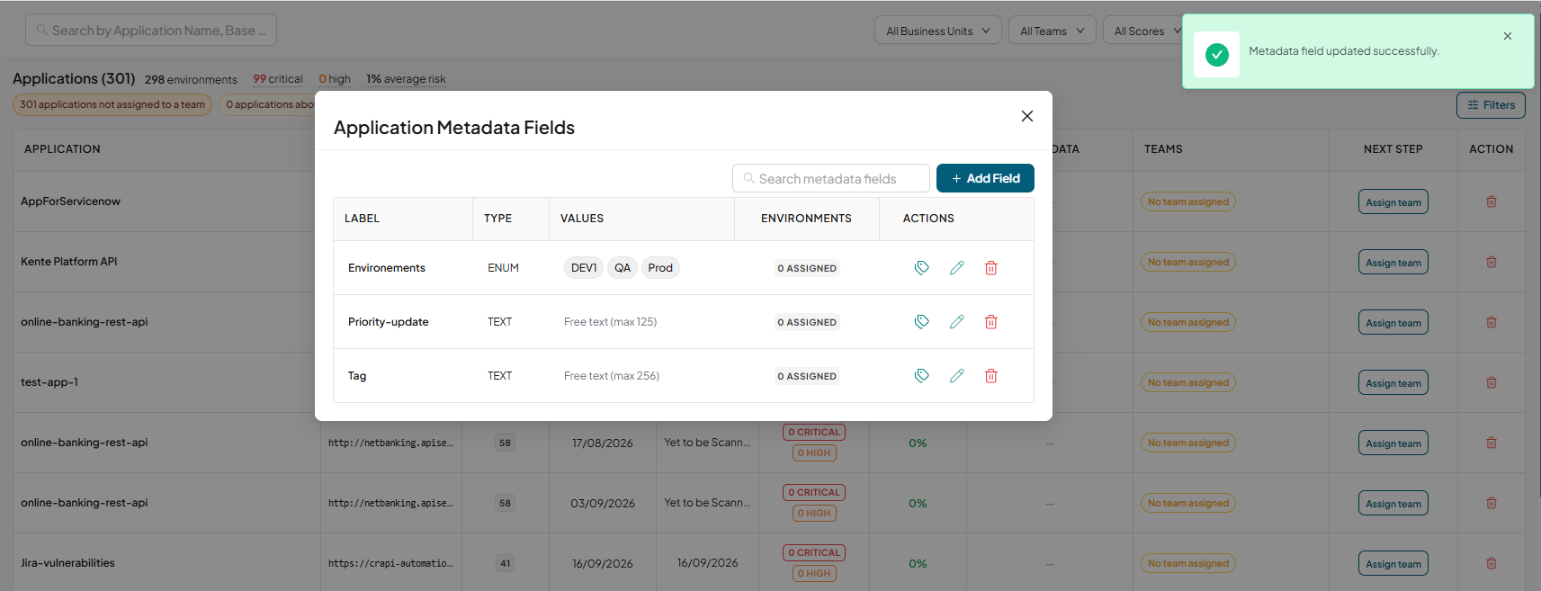 Manage fields