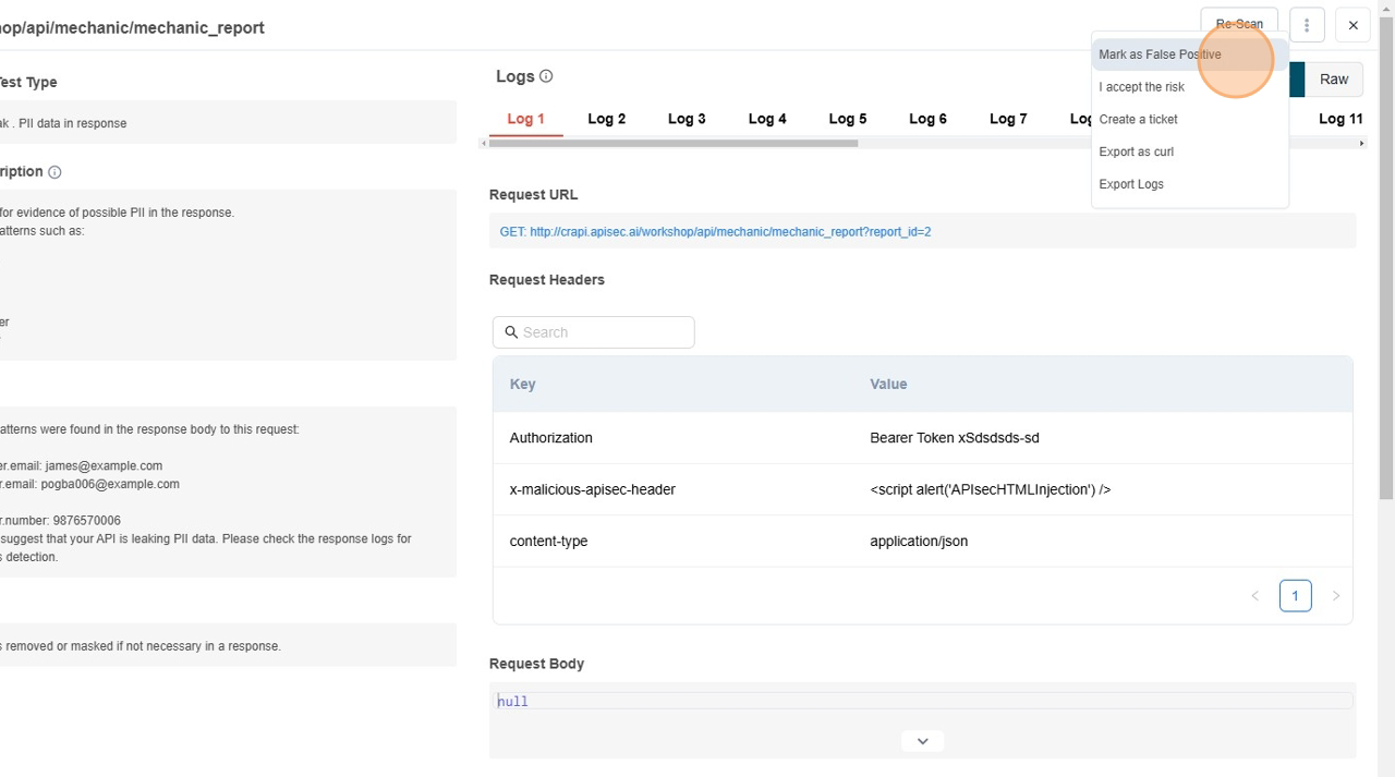 Click Mark as False Positive