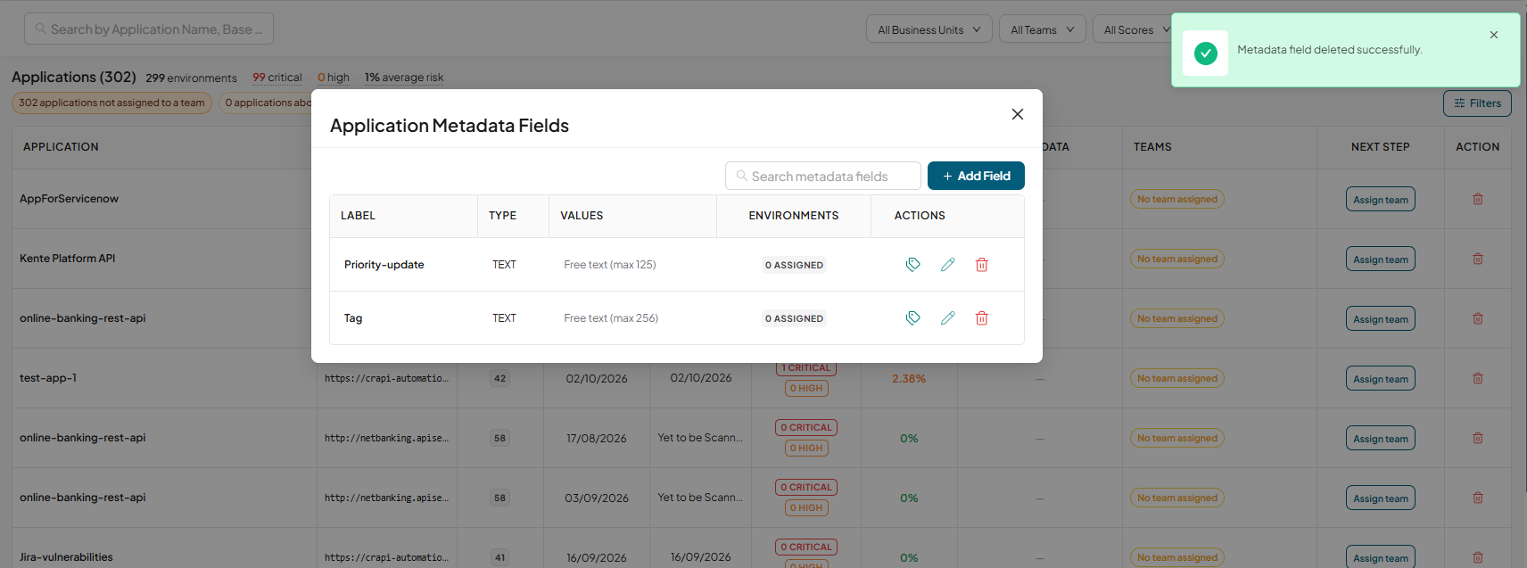 Manage fields