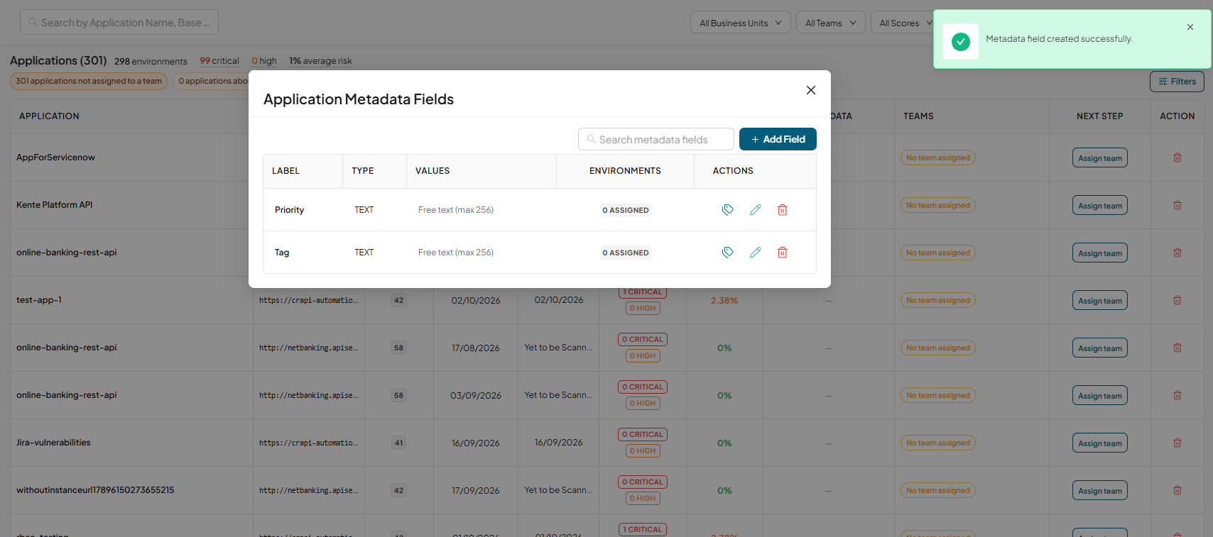 Manage fields