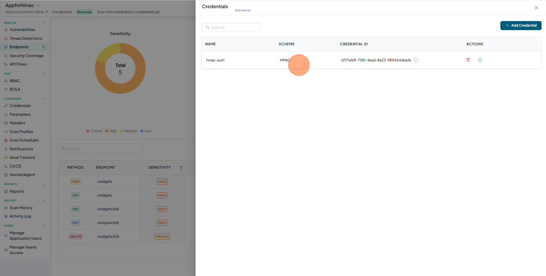 Check OAuth 2.0 auth is in Table