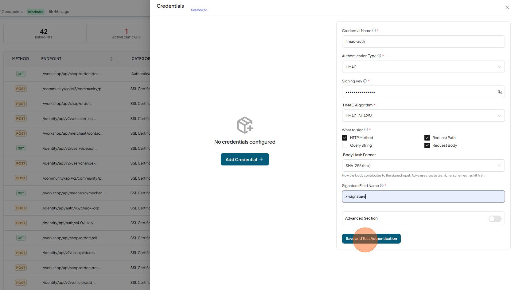 Click on Save Credentials