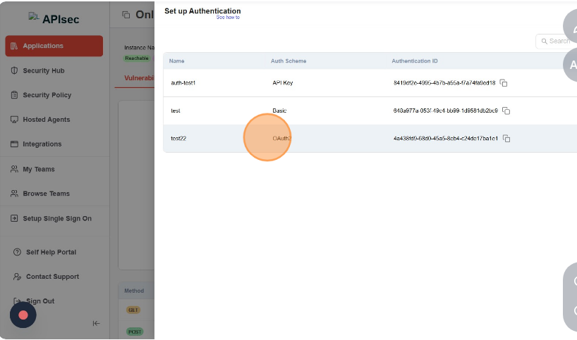 Check OAuth 2.0 auth is in Table