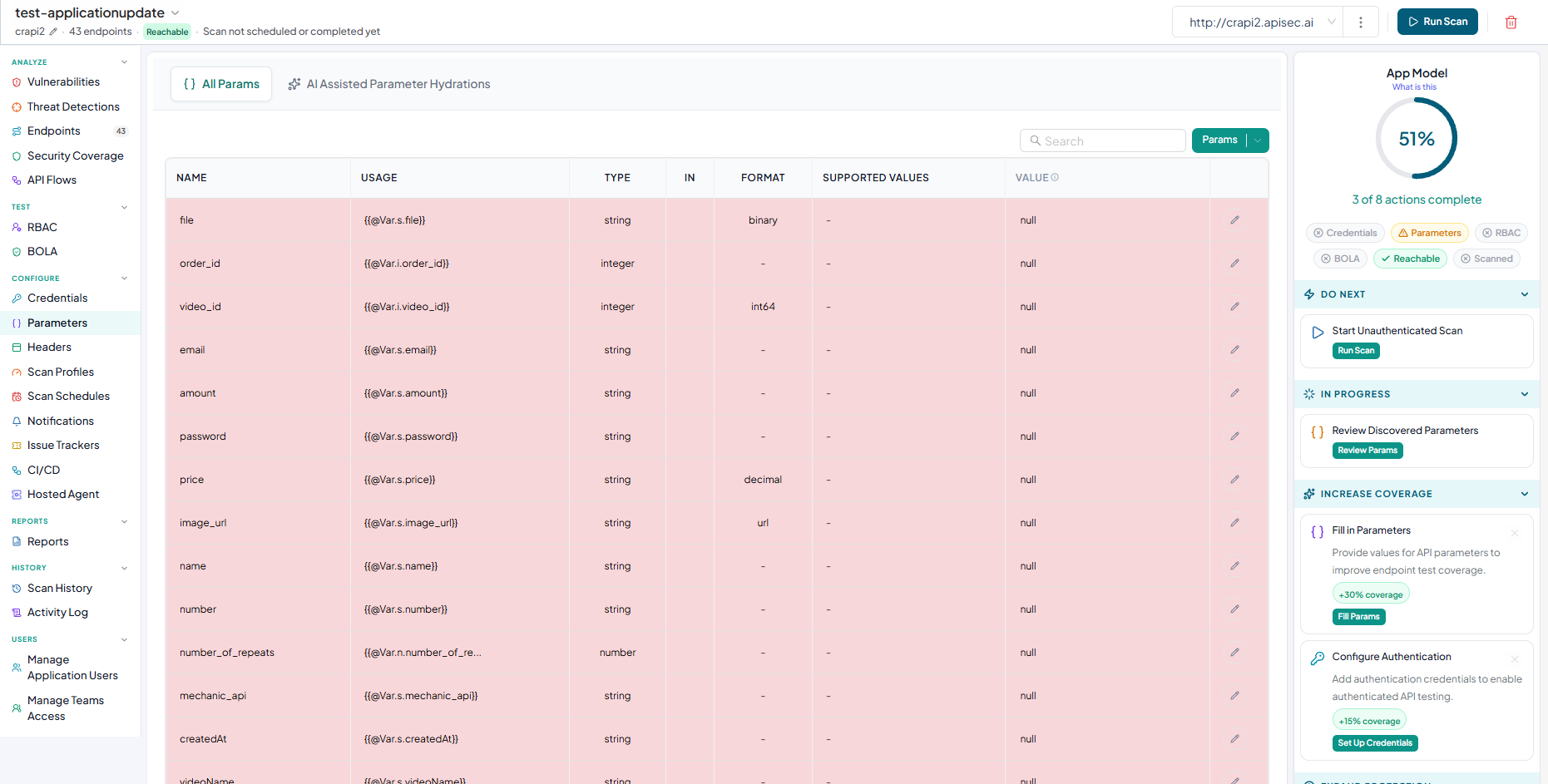 Parameter configuration