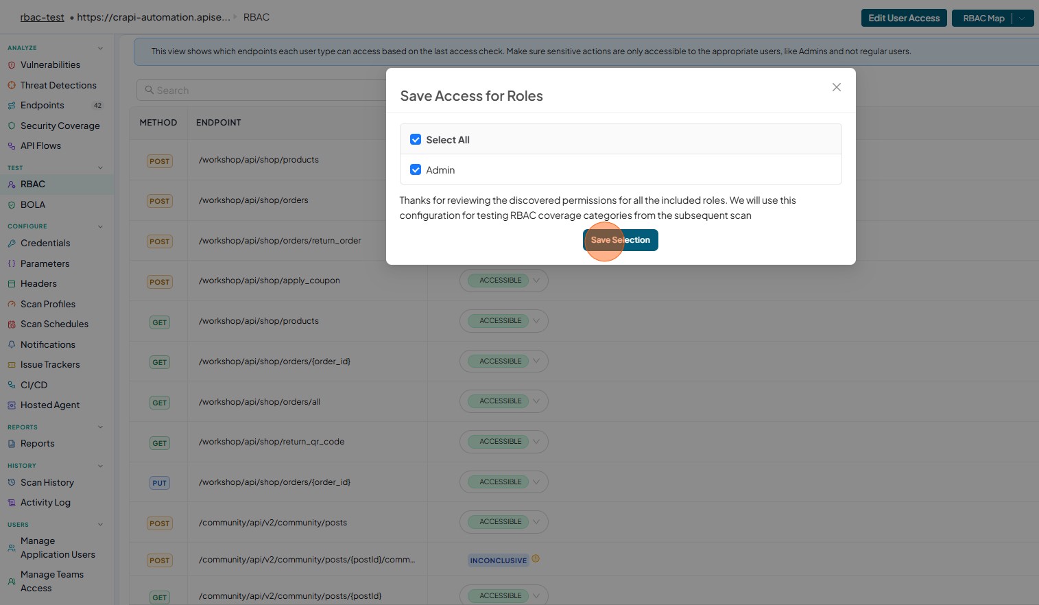click confirm RBAC