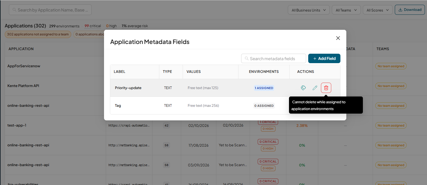 Manage fields