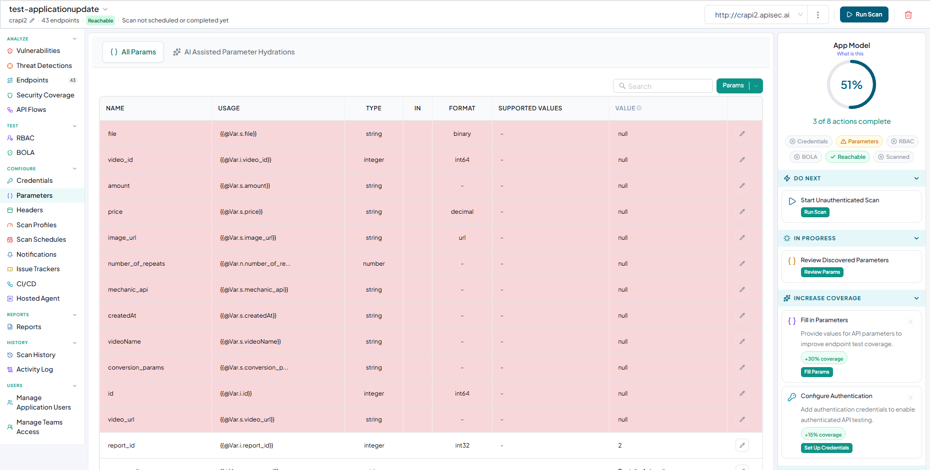Parameter configuration