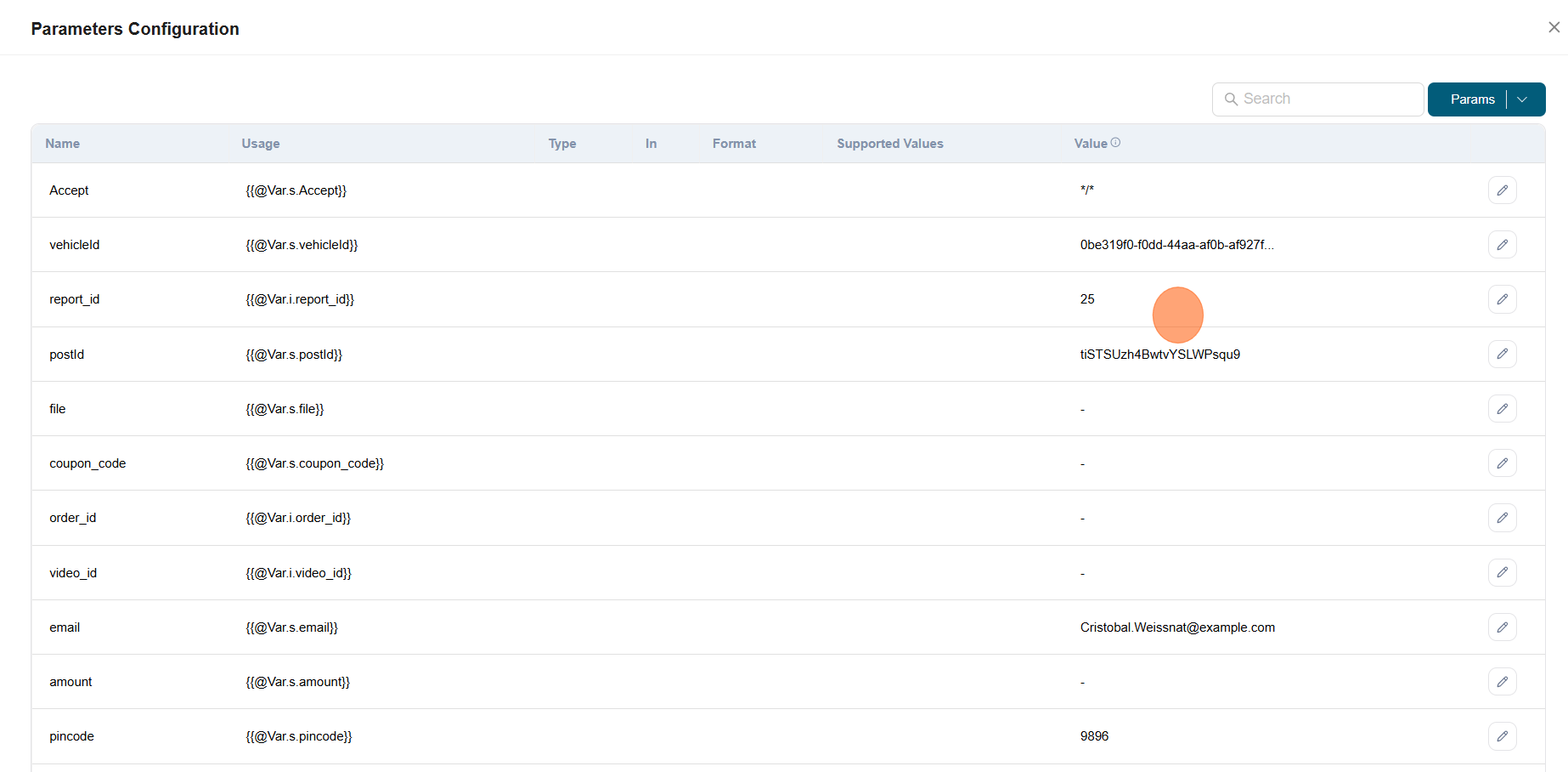 Parameter configuration