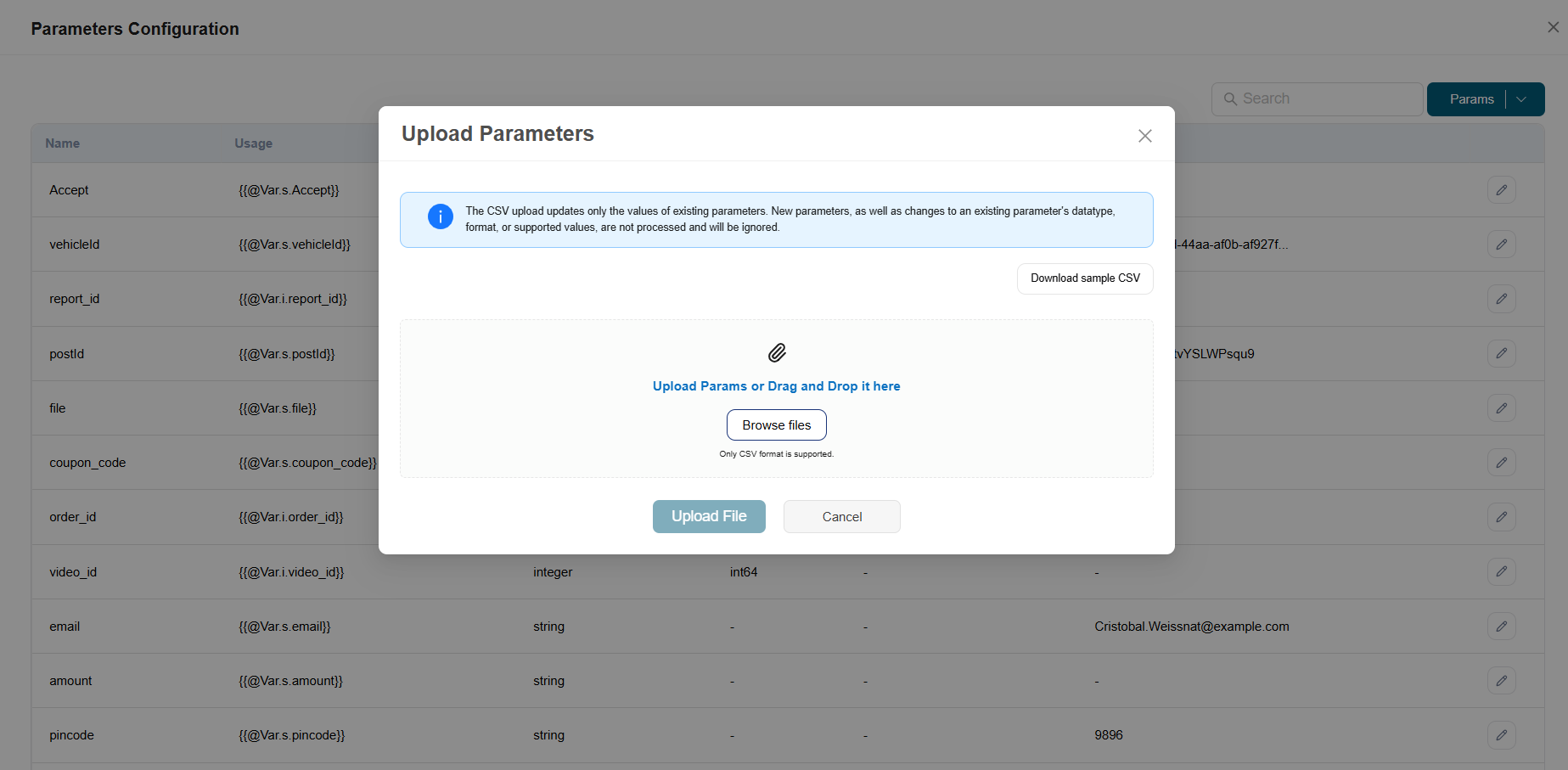 Parameter configuration