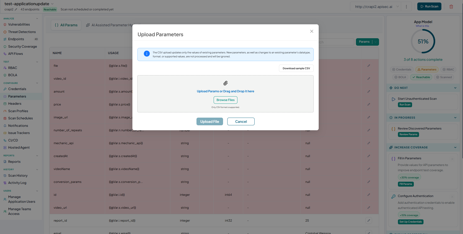 Parameter configuration